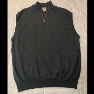 Tagio Wool Blend Forest Green Sweater Vest Men XXL 1/4 Zip Pullover Golf Preppy